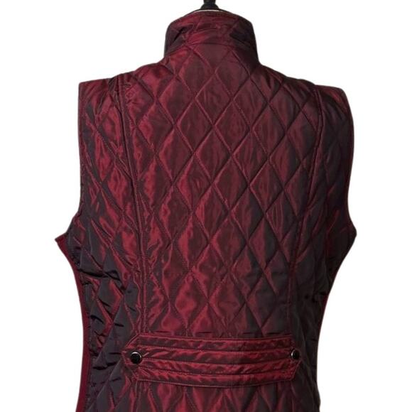 Westport Quilted Vest Zip Front Snap Pockets Padded Deep Red Women's Size Large - Picture 8 of 12
